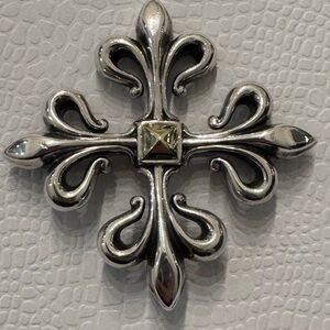 Vintage Lagos Sterling 18k Pendant Brooch Fleur De Lis. 2.5 inches